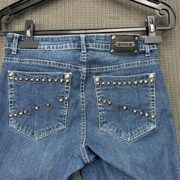 Tru Luxe Womens Studded Bootcut Jeans Size 10 Blue Denim - Picture 12 of 13